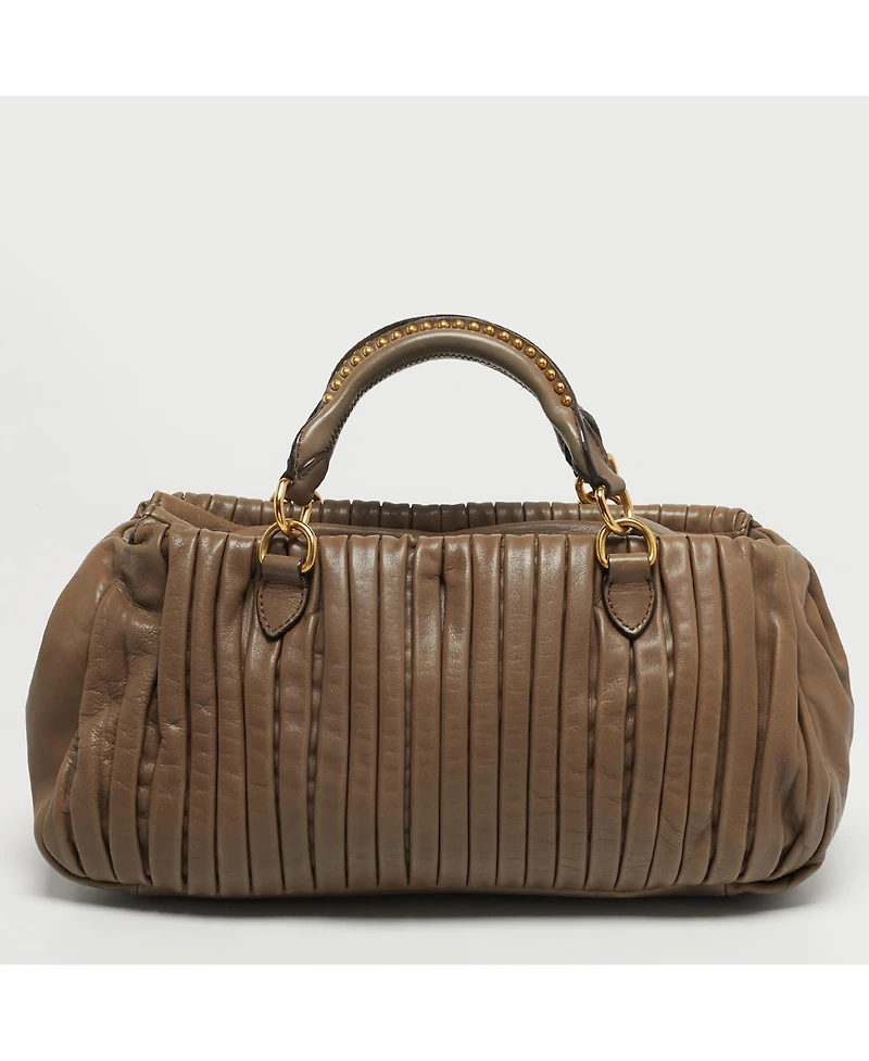 Pre-Owned Miu Miu Plisse Pleated Studded Crossbody Satchel