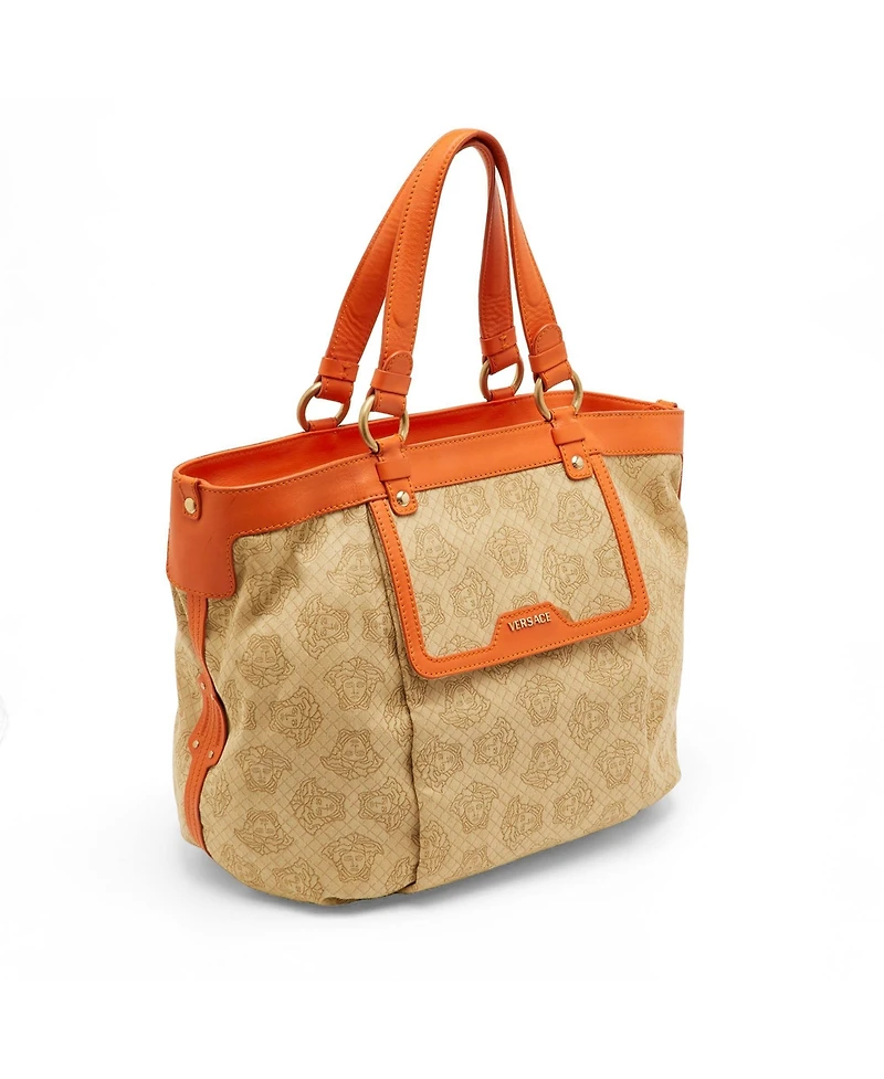 Pre-Owned Versace Women's Medusa Monogram Canvas and Leather Tote Bag