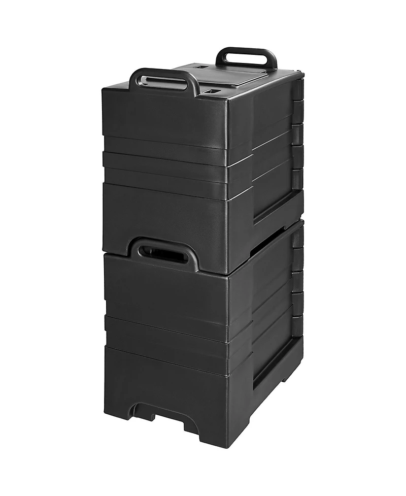 Sugift 81 Qt Insulated Front Loading Food Pan Carrier 2 Pack with Double Buckles and Handles