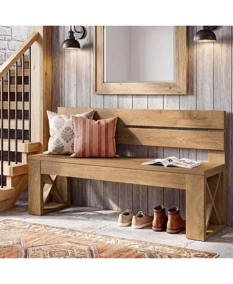 Tribesigns Solid Wood Entryway Bench, Modern End of Bed Bench