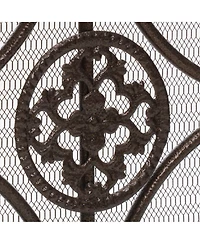 sumyeg Decorative Iron Fireplace Screen with Ornate Floral Design and Powder Coated Finish