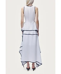 Nocturne Women's Linen High-Waisted Asymmetric Hem Skirt