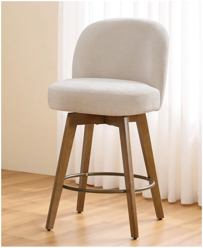 Bekrvio 26" Mid-Century Swivel Counter Height Bar Stools, Chenille Fabric Kitchen Stools