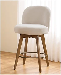 Bekrvio 26" Mid-Century Swivel Counter Height Bar Stools, Chenille Fabric Kitchen Stools