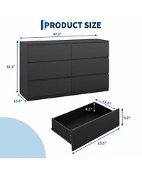 homfan 6 Drawer Dresser for Bedroom, Chest of Drawers, Storage with Deep Drawers Living Room, Hallway, Entryway, Bedroom