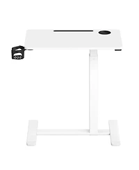 SongmicsHome Small Standing Desk, Rolling Sit to Stand Desk with Cup Holders