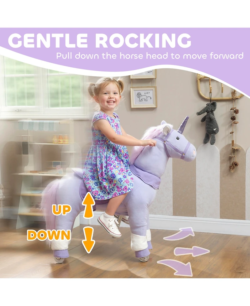 Glintex Ride On Unicorn Plush Pedal-Powered Ride-On, 37.8" Tall, Ages 4-7