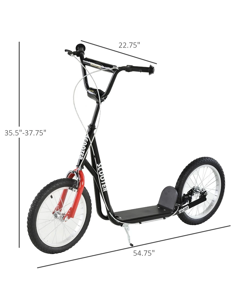 Glintex Youth Kick Scooter for Kids 5 and Up with 16 Inflatable Wheels, Adjustable Handlebar Dual Brakes, Holds 220 lbs