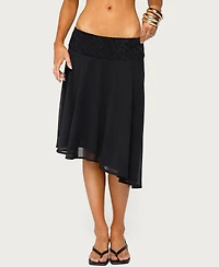Edikted Women's Evia Lacey Asymmetric Midi Skirt
