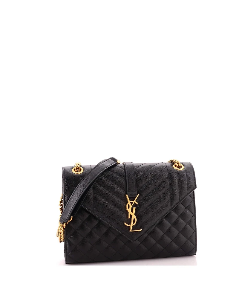 Pre-Owned Saint Laurent Medium Classic Monogram Envelope Satchel Mixed Matelasse Leather