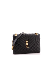 Pre-Owned Saint Laurent Medium Classic Monogram Envelope Satchel Mixed Matelasse Leather