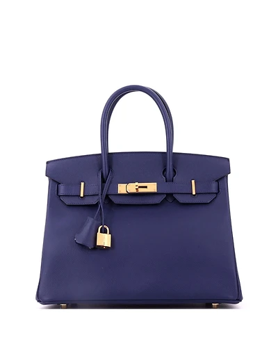 Pre-Owned Hermes Birkin 30 Handbag Blue Epsom with Gold Hardware