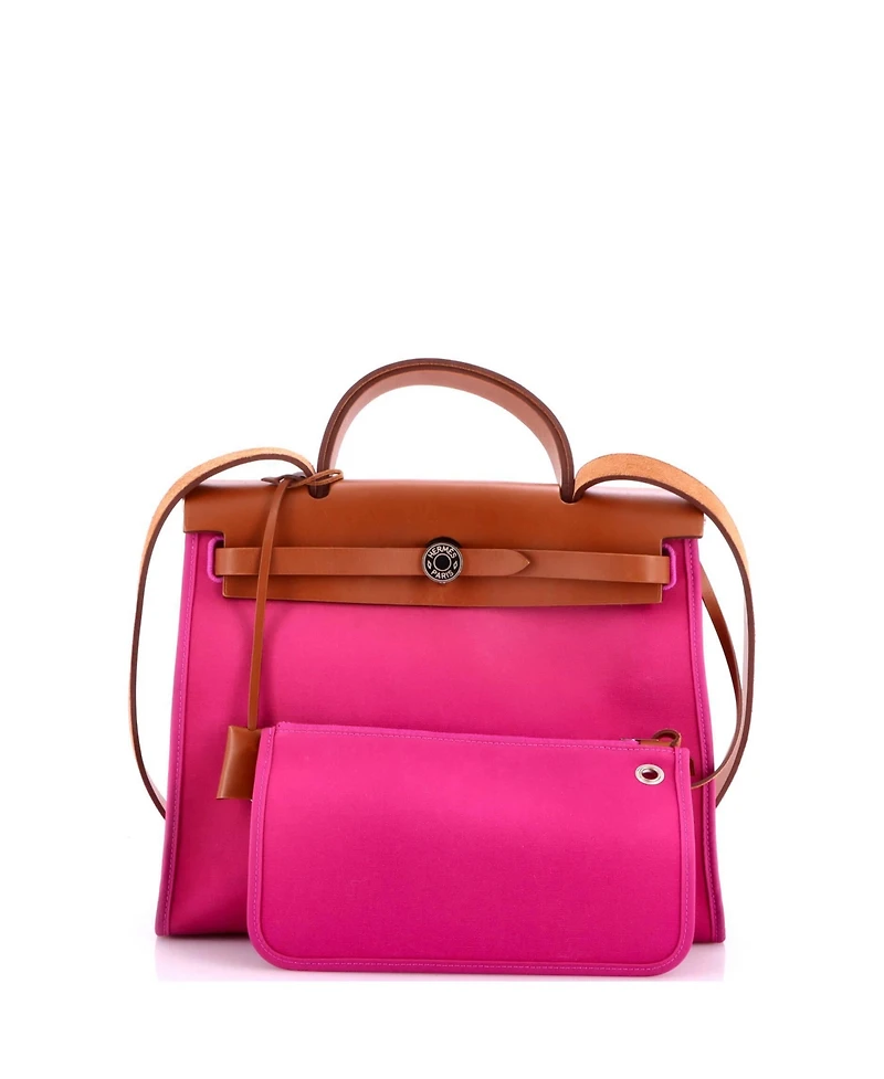 Pre-Owned Hermes 31 Herbag Zip Leather and Toile