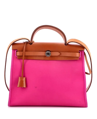 Pre-Owned Hermes 31 Herbag Zip Leather and Toile