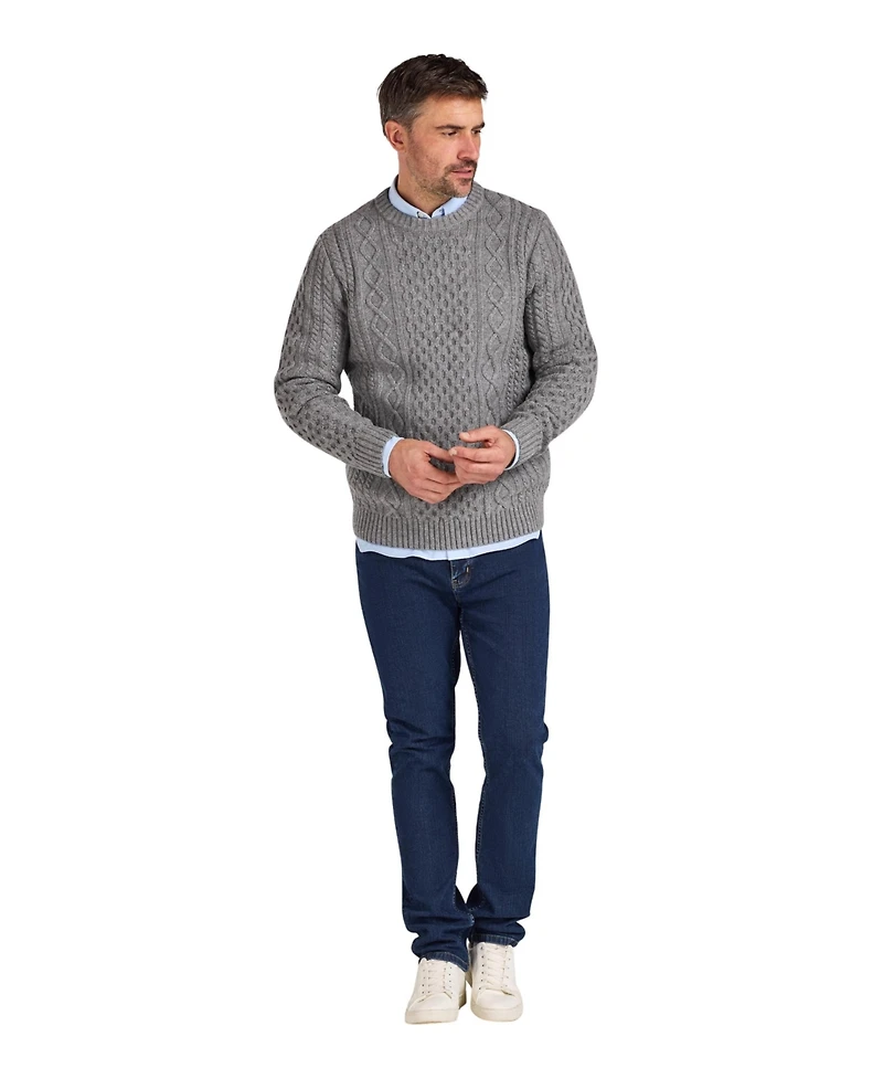 Raging Bull Men's Chunky Cable-Knit Relaxed-Fit Crewneck Sweater