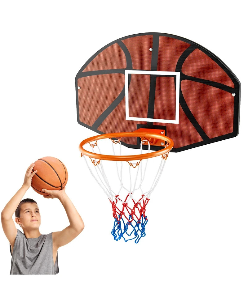 Glintex Basketball Hoop, Wall Mounted Mini Hoop with 26 x 17.5 in Shatterproof Backboard, 11.5 in Metal Rim and Anti-Tear Net