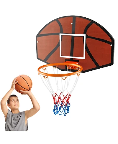 Glintex Basketball Hoop, Wall Mounted Mini Hoop with 26 x 17.5 in Shatterproof Backboard, 11.5 in Metal Rim and Anti-Tear Net