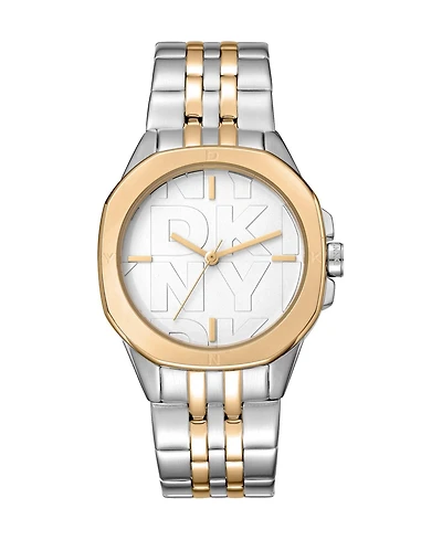 Dkny Women's Logo Quartz Two Tone Stainless Steel Bracelet Watch