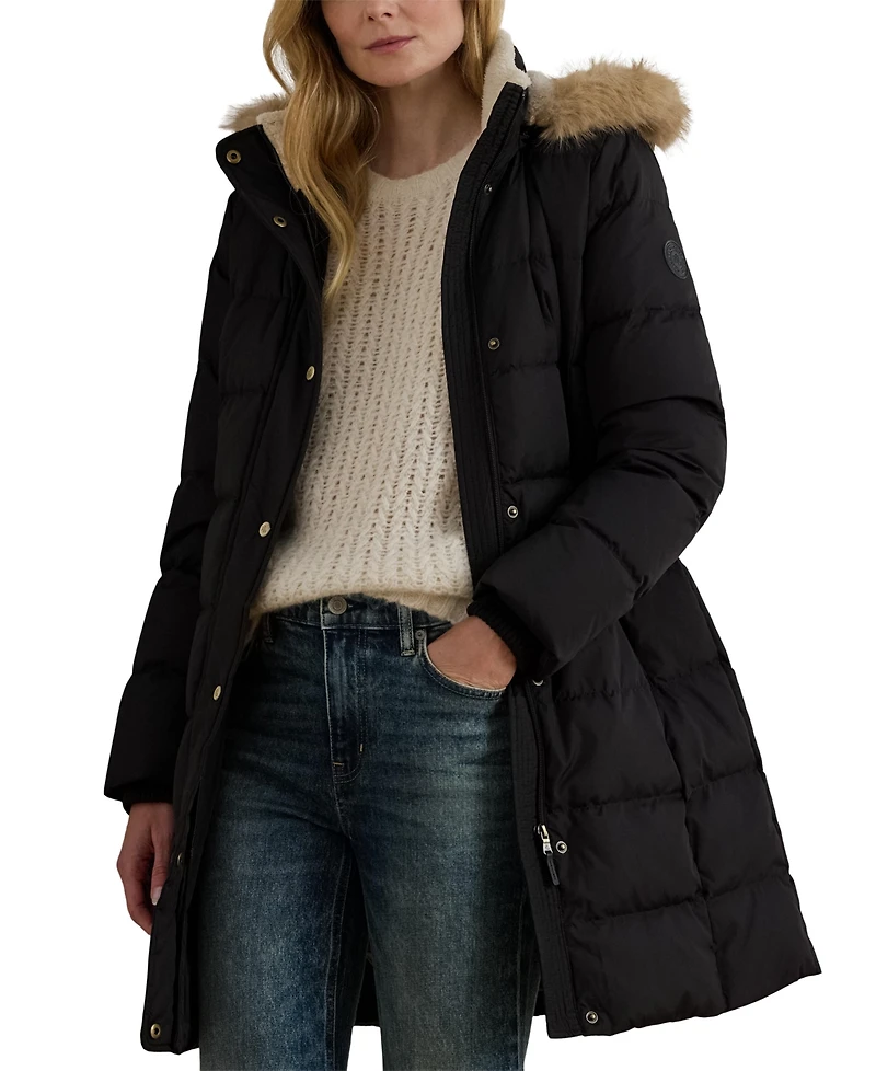 Lauren Ralph Women's Hooded Down Channel-Quilted Coat, Created for Macy's