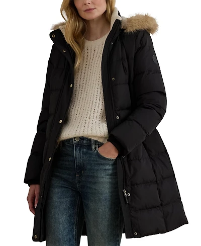 Lauren Ralph Women's Hooded Down Channel-Quilted Coat, Created for Macy's