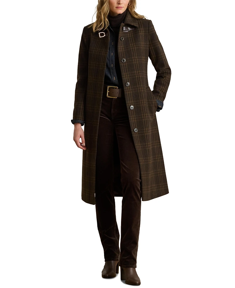 Lauren Ralph Lauren Women's Plaid Wool-Blend Belted Coat, Created for Macy's