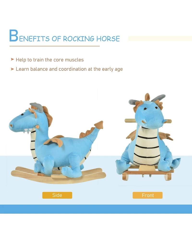 Glintex Plush Rocking Dinosaur with Realistic Dinosaur Sounds, Holds 66 lbs, Ages 18-36 Months