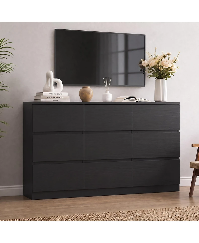 homfan 9 Drawer Dresser for Bedroom, Chest of Drawers, Storage with Deep Drawers Living Room, Hallway, Entryway, Bedroom