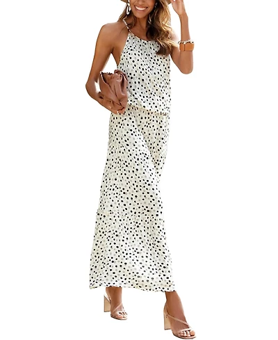 Lascana Women's Viscose Polka-Dot Print High Neck Tiered Maxi Dress