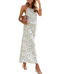 Lascana Women's Viscose Polka-Dot Print High Neck Tiered Maxi Dress