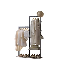Kings Brand Furniture Freestanding Coat Rack with Storage Shelves and Hooks, Hall Tree Entryway Organizer