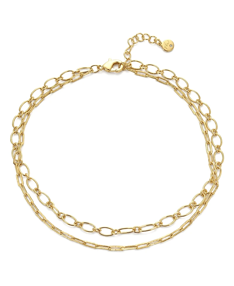 And Now This Oval Link Double Chain Anklet in Gold Plate