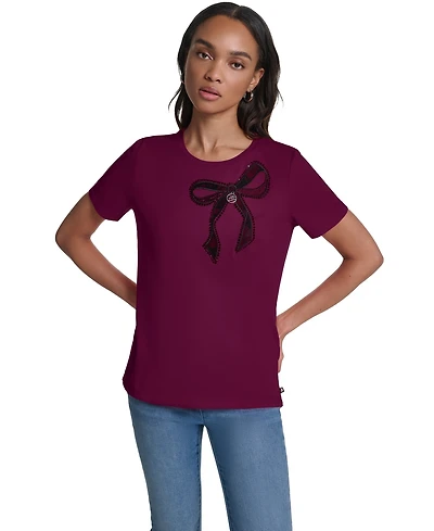 Krl Lagerfeld Paris Women's Big Bow Logo Short-Sleeve T-Shirt