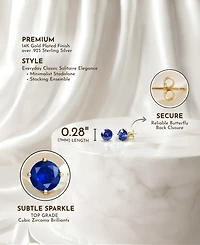 Rachel Glauber Dainty 14K Gold Plated 7MM Cubic Zirconia Stud Earrings