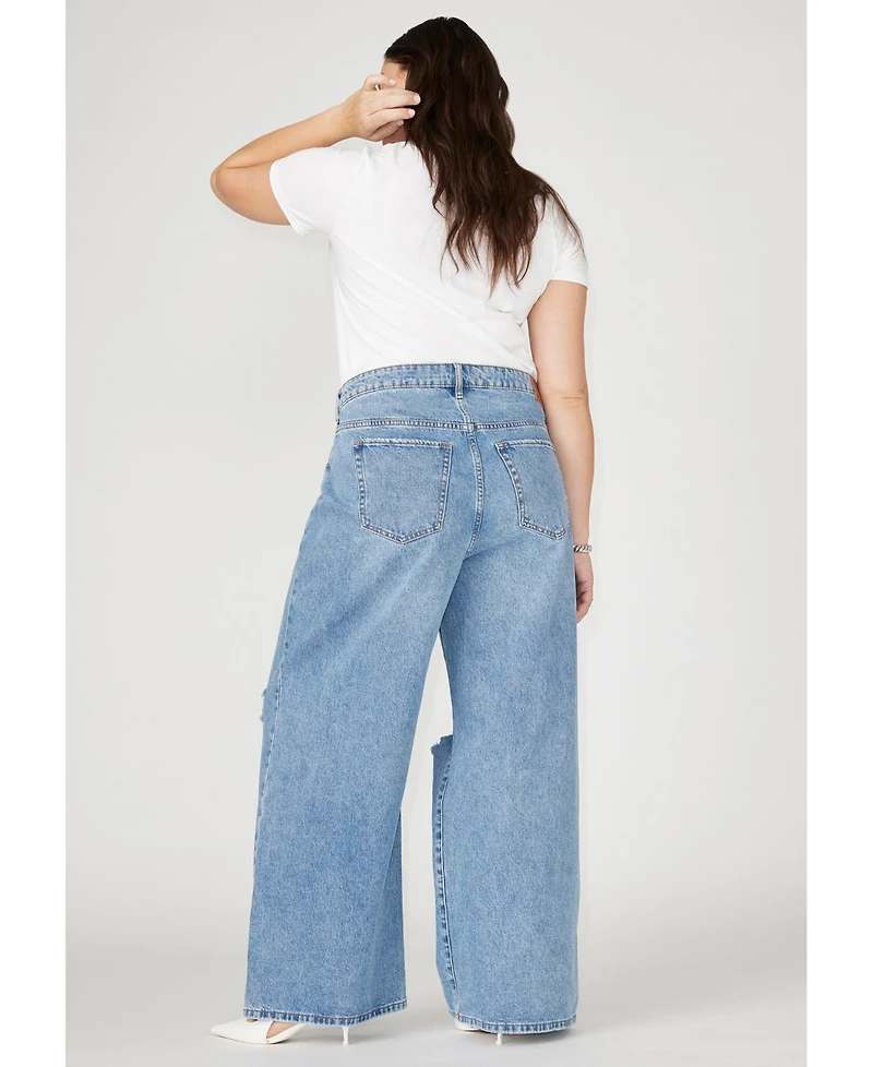 Eloquii Women's The Yvette Rigid Wide Leg Jean