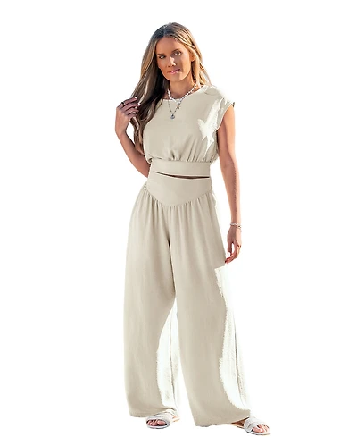 Cupshe Women's Short Sleeve Tie-Back Matching Sets