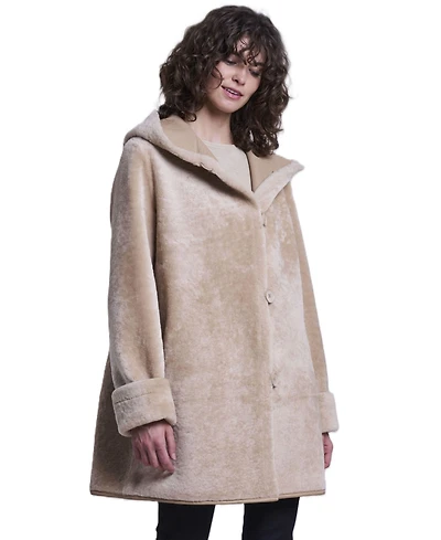 Blue Duck Women's Hooded Reversible Shearling Coat