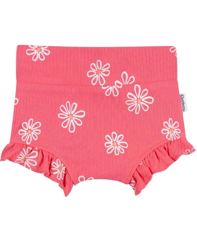 Gerber Baby Girls' Bubble Ruffle-Hem Shorts, 3-Piece Set