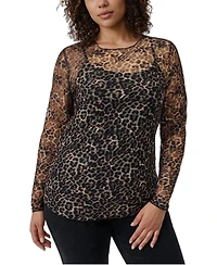 Torrid Plus Size Sheer Lace Crew Long Sleeve Top
