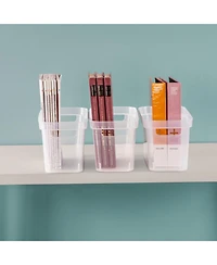 Sterilite 6.25x6.25x15 In Narrow Storage Bin with Carry Handles, Clear (8 Pack)