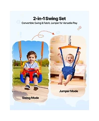 Glintex Toddler 2-in-1 Swing and Jumper with 3-in-1 Convertible Seat, Foldable A-Frame, 200 lb Capacity, Ages 3+