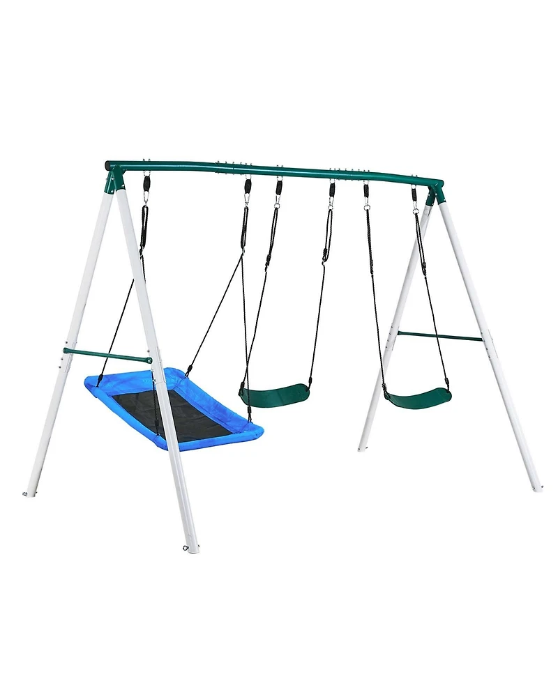 Glintex Backyard A-Frame Swing Set, 700 lb Capacity, Three Seats, Ages 3+