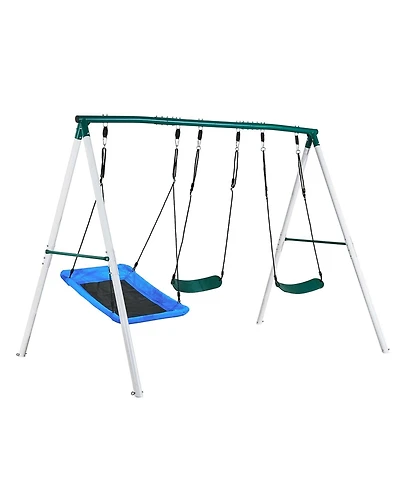 Glintex Backyard A-Frame Swing Set, 700 lb Capacity, Three Seats, Ages 3+