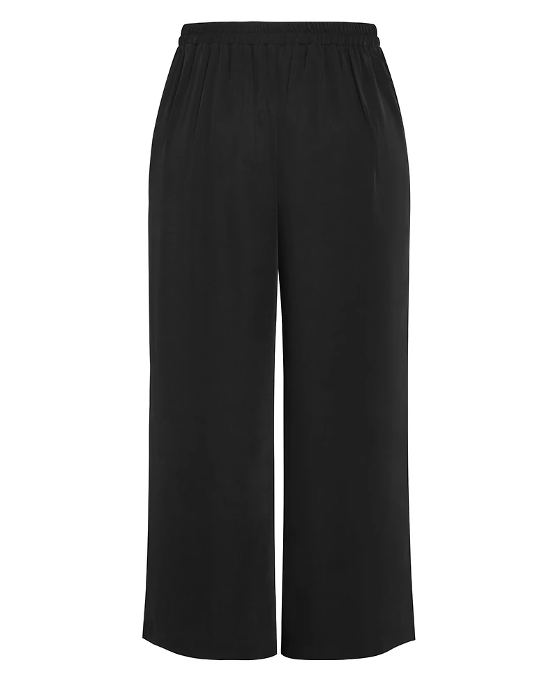 City Chic Plus Jett Pleated Sateen Wide-Leg Pants