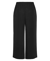 City Chic Plus Jett Pleated Sateen Wide-Leg Pants
