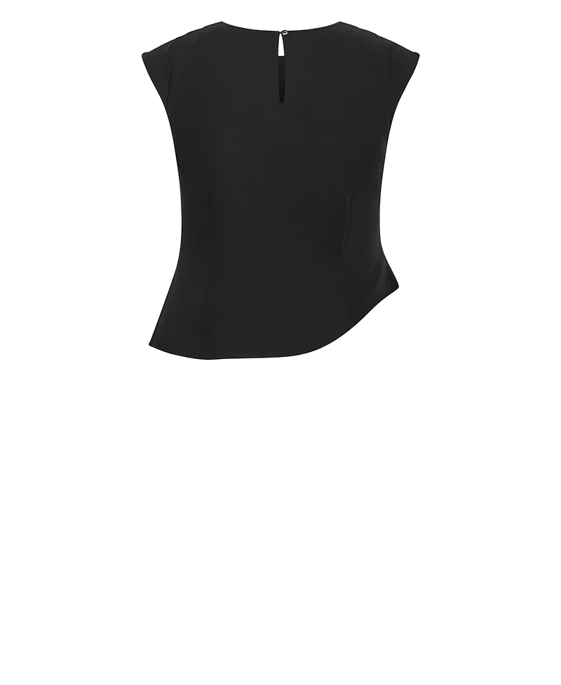 City Chic Plus Jett Sleeveless Pleat-Detail Blouse