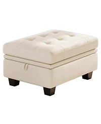 HomeRoots 32" Velvet Tufted Storage Ottoman