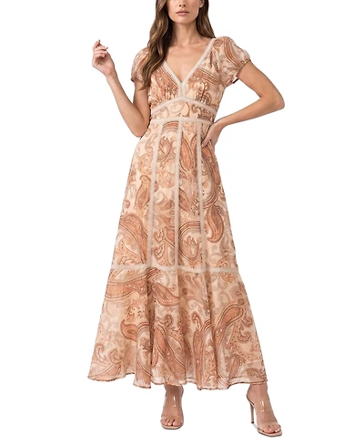 Taylor Women's V-Neck Paisley Fit & Flare Dress