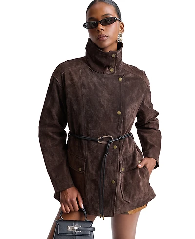 Avec Les Filles Women's Belted Suede Jacket