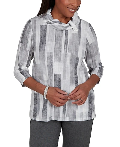 Alfred Dunner Petite Cowl Neck 3/4-Sleeve Tunic