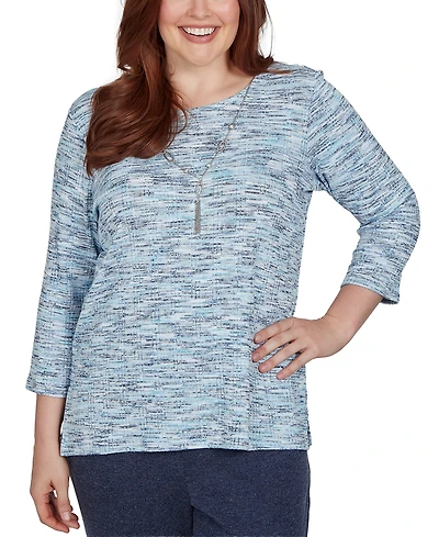 Alfred Dunner Women's Space Dye 3/4-Sleeve Top